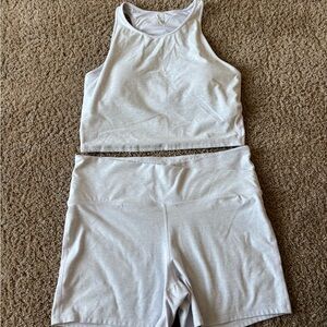 Light purple Athletic Crop Top and short Set